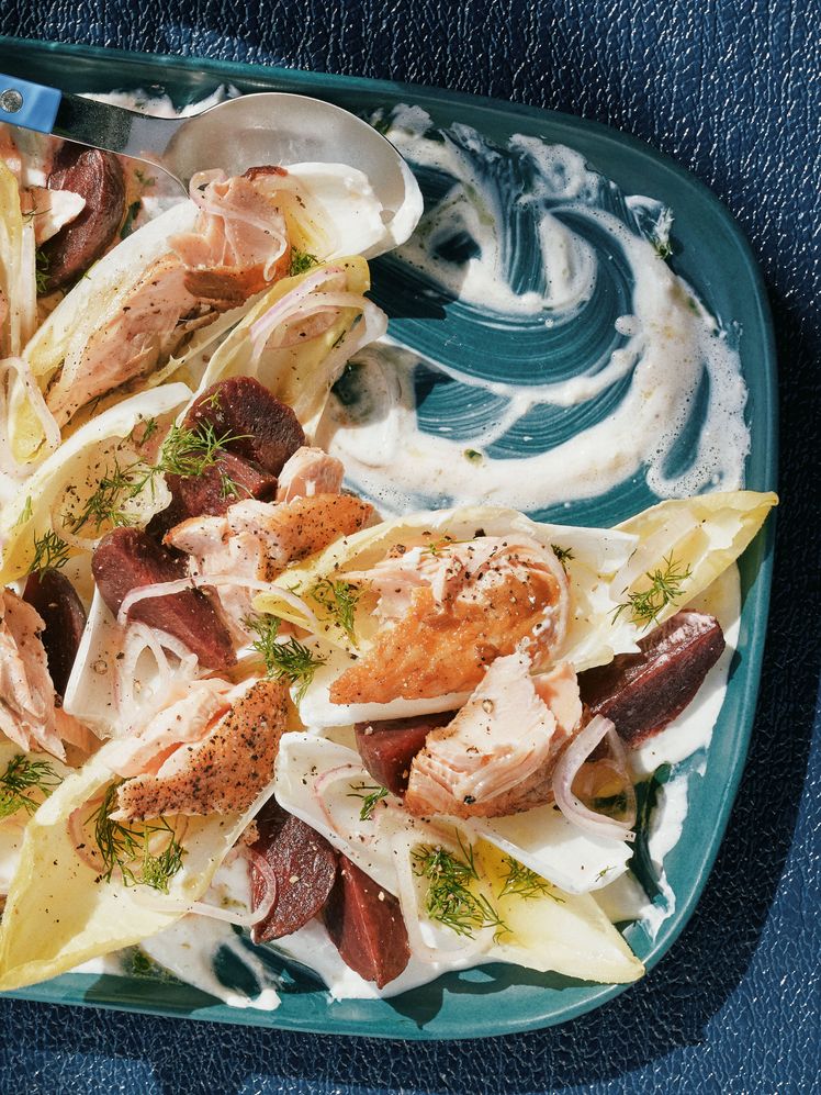 Beet-Salmon Salad With Horseradish Yogurt